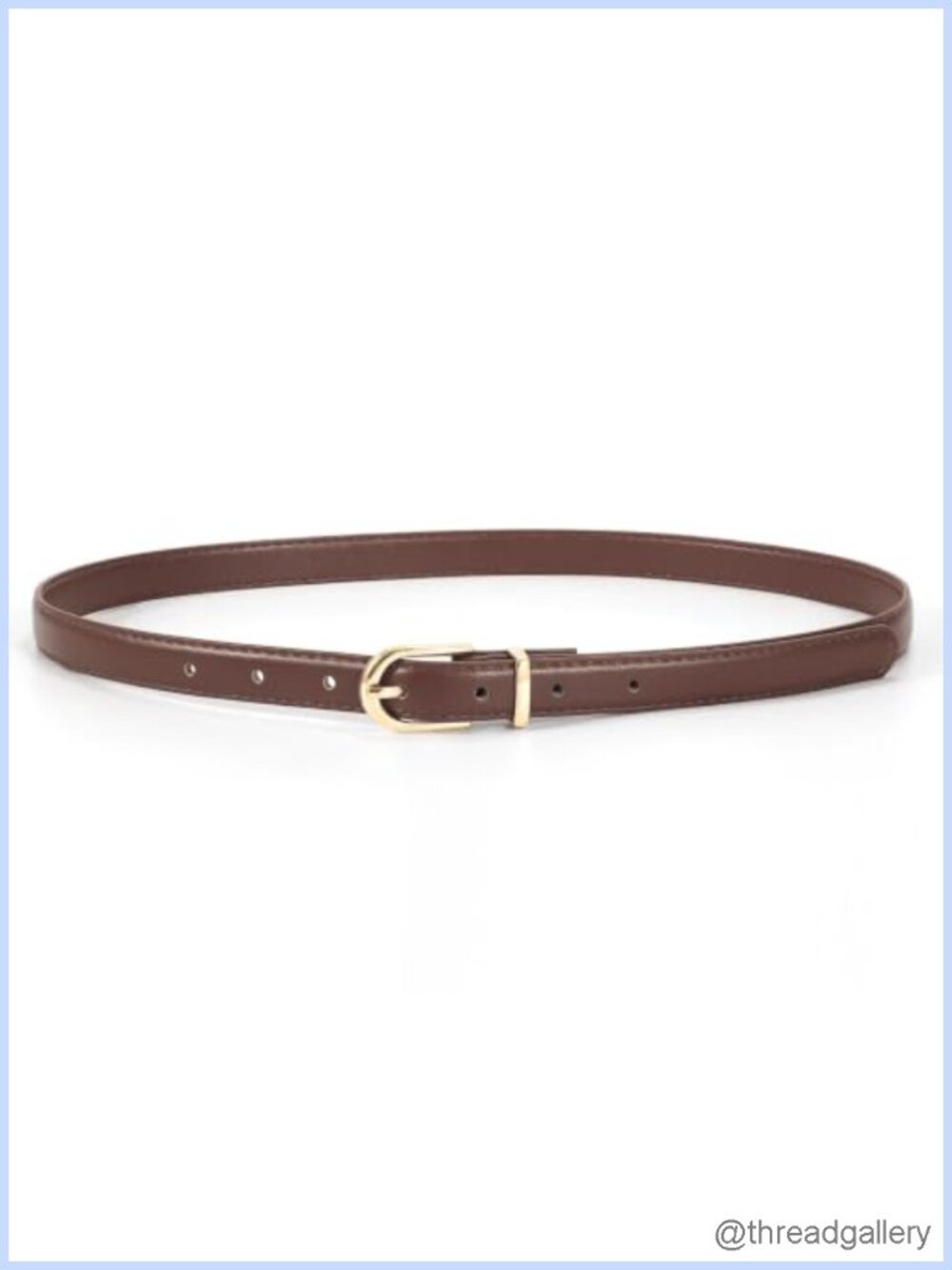 Women's Skinny Faux Leather Belt Gold Buckle for Jeans Dress Pants
